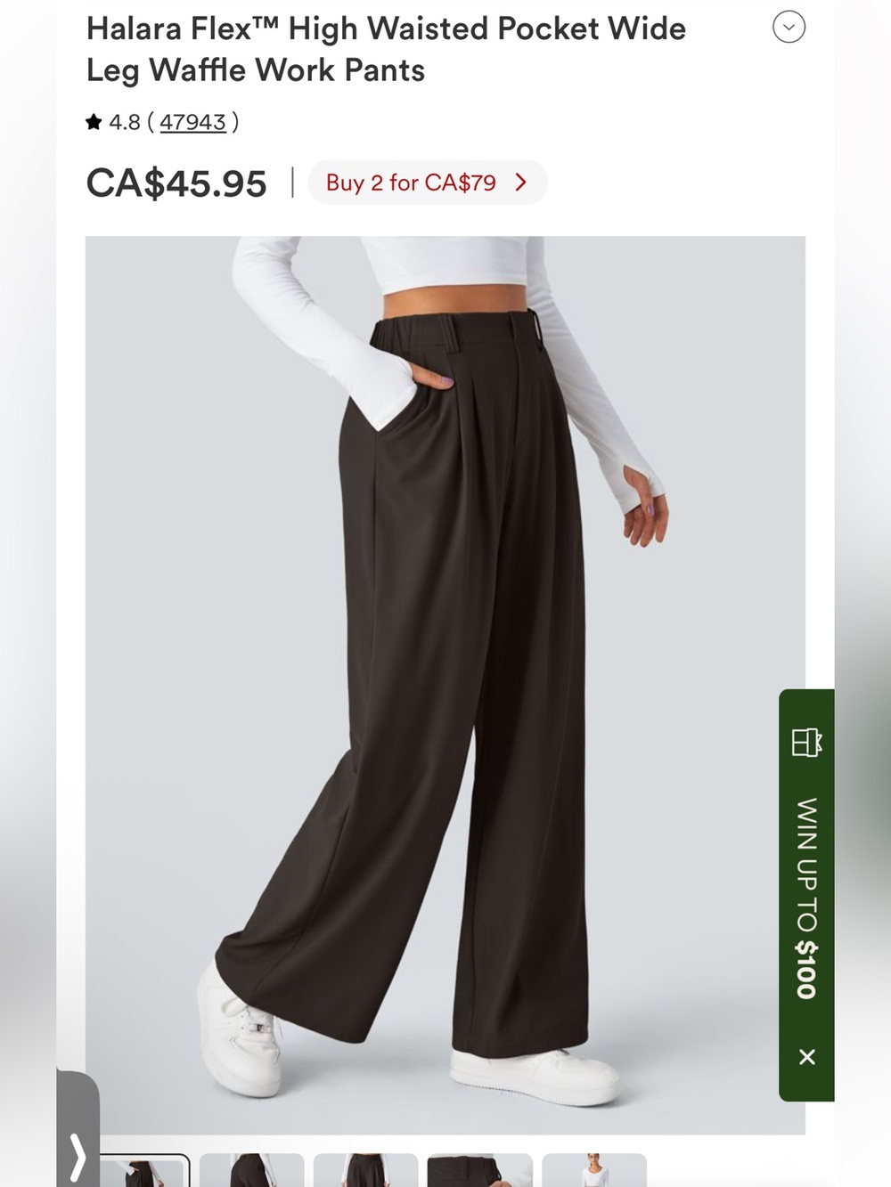 Halara Flex High-Waisted Wide Leg Pants โ Brown size L